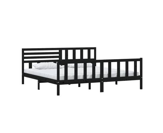 Cadru de pat, negru, 200x200 cm, lemn masiv, 3 image