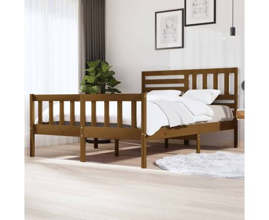 Cadru de pat 5ft king size, maro miere, 150x200 cm, lemn masiv