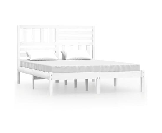 Cadru pat, alb, 140x200 cm,lemn masiv de pin, 2 image