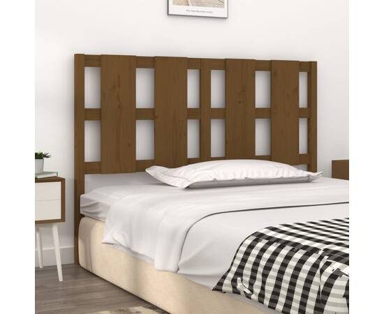 Tăblie de pat, maro miere, 125,5x4x100 cm, lemn masiv de pin, 3 image