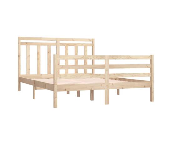 Cadru de pat, 140x190 cm, lemn masiv, 4 image