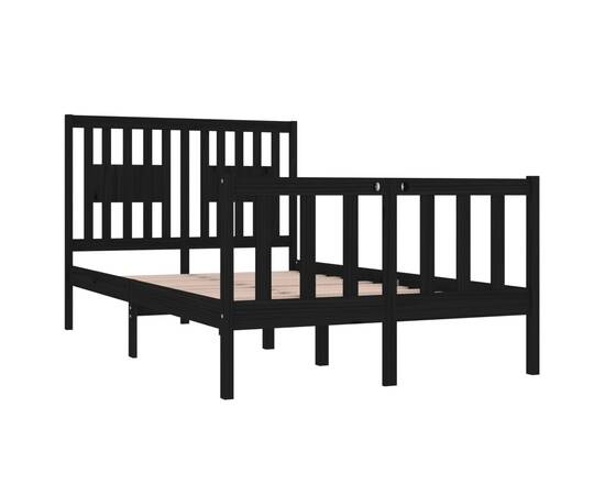 Cadru de pat dublu 4ft, negru, 120x190 cm, lemn masiv, 4 image