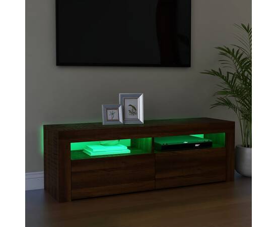 Comodă tv cu lumini led, stejar maro, 120x35x40 cm, 10 image