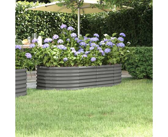 Jardinieră grădină gri 152x80x36 cm oțel vopsit electrostatic