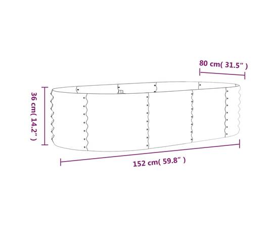 Jardinieră grădină gri 152x80x36 cm oțel vopsit electrostatic, 6 image