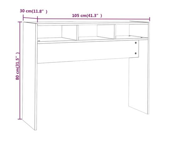 Măsuță consolă, stejar fumuriu, 105x30x80 cm, lemn prelucrat, 7 image