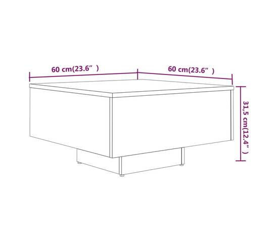 Măsuță de cafea, stejar maro, 60x60x31,5 cm, lemn prelucrat, 5 image