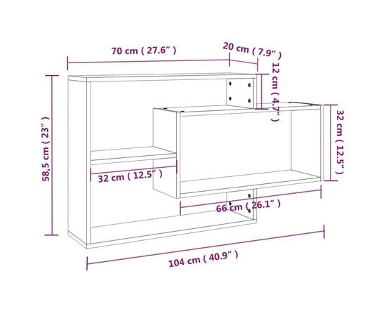 Raft de perete, sonoma gri, 104x20x58,5 cm, lemn compozit, 6 image