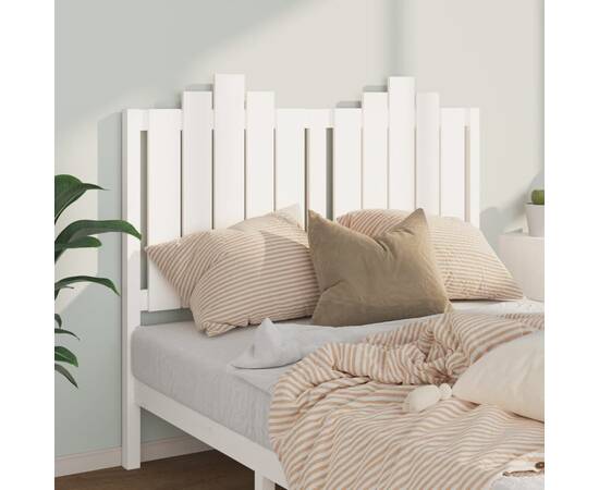 Tăblie de pat, alb, 126x4x110 cm, lemn masiv de pin, 3 image