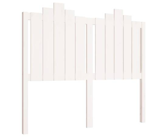 Tăblie de pat, alb, 126x4x110 cm, lemn masiv de pin, 2 image