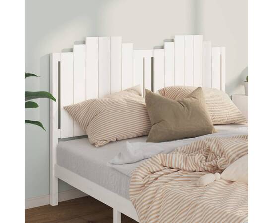 Tăblie de pat, alb, 156x4x110 cm, lemn masiv de pin, 3 image