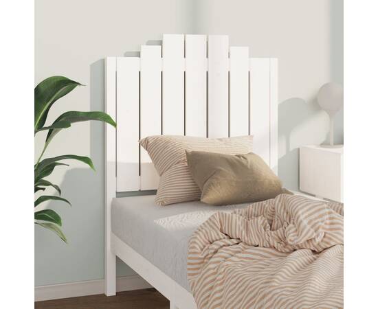Tăblie de pat, alb, 81x4x110 cm, lemn masiv de pin, 3 image