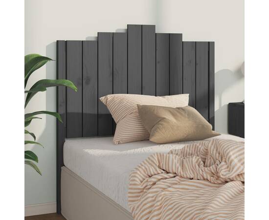 Tăblie de pat, gri, 106x4x110 cm, lemn masiv de pin