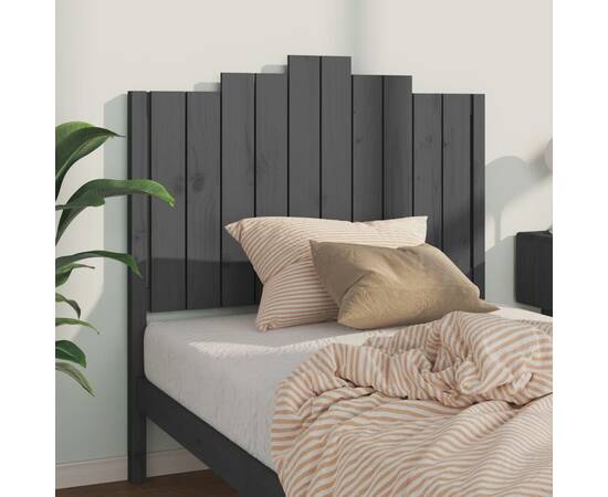 Tăblie de pat, gri, 106x4x110 cm, lemn masiv de pin, 3 image