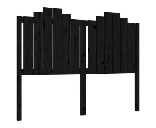 Tăblie de pat, negru, 146x4x110 cm, lemn masiv de pin, 2 image