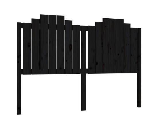 Tăblie de pat, negru, 156x4x110 cm, lemn masiv de pin, 2 image
