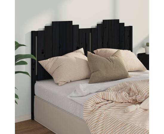 Tăblie de pat, negru, 166x4x110 cm, lemn masiv de pin