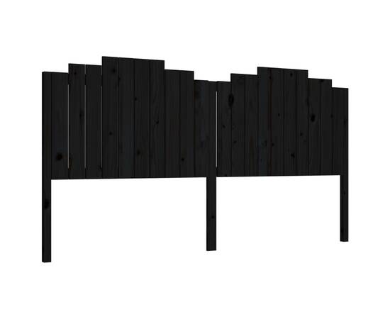Tăblie de pat, negru, 206x4x110 cm, lemn masiv de pin, 2 image