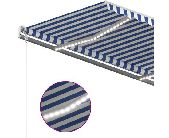 Copertină automată, senzor vânt&led, albastru/alb, 4,5x3,5 m, 6 image