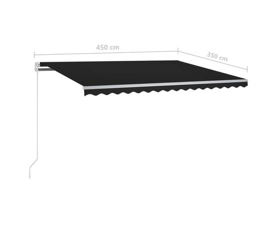 Copertină retractabilă manual, cu led,  antracit, 4,5x3,5 m, 10 image