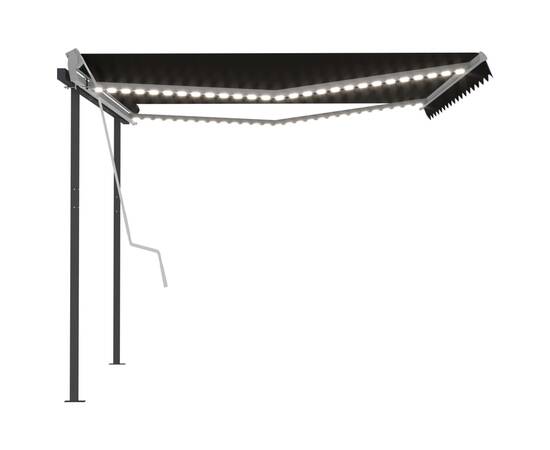 Copertină retractabilă manual, cu led,  antracit, 4,5x3,5 m, 4 image