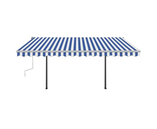 Copertină retractabilă manual, cu led, albastru & alb 4,5x3,5 m, 3 image