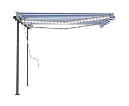 Copertină retractabilă manual, cu led, albastru & alb 4,5x3,5 m, 4 image