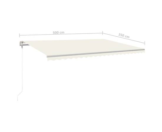 Copertină retractabilă manual, cu stâlpi, crem, 5x3,5 m, 10 image