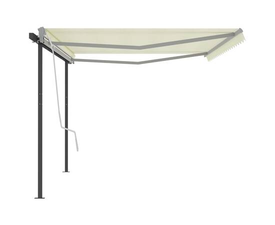 Copertină retractabilă manual, cu stâlpi, crem, 5x3,5 m, 4 image