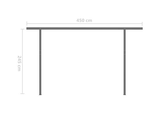 Copertină retractabilă manual cu led, albastru și alb, 5x3,5 m, 11 image