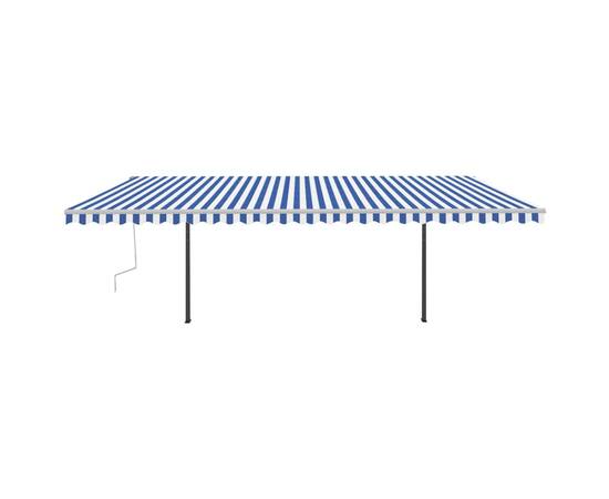 Copertină retractabilă manual cu led, albastru&alb, 6x3,5 m, 3 image