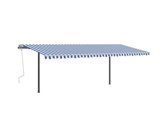 Copertină retractabilă manual cu led, albastru&alb, 6x3,5 m, 2 image