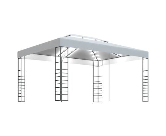 Pavilion cu șir de lumini, alb, 4x3x2,7 m