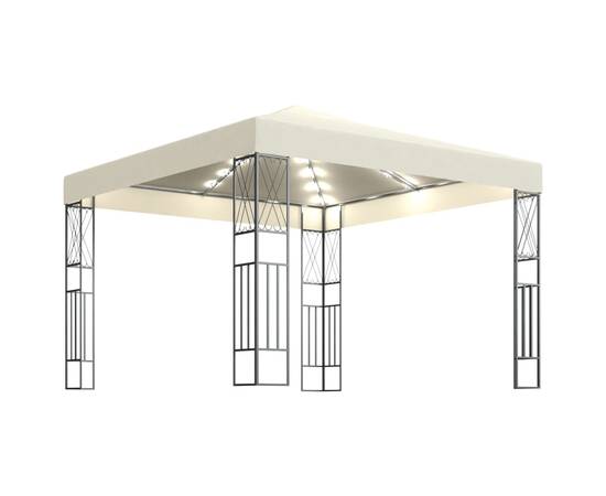 Pavilion cu șir de lumini, crem, 3x3 m, țesătură