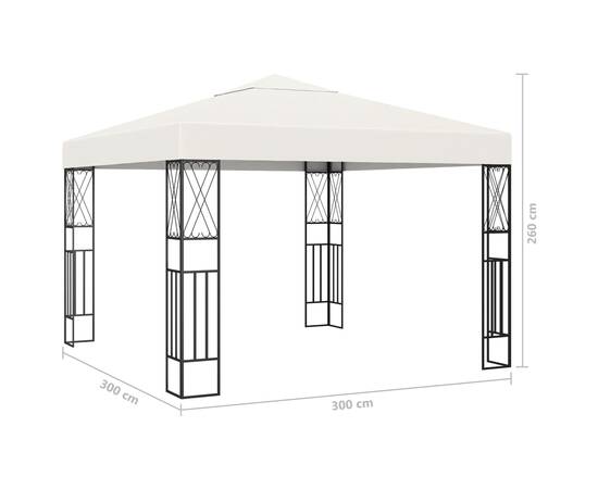 Pavilion cu șir de lumini, crem, 3x3 m, țesătură, 8 image