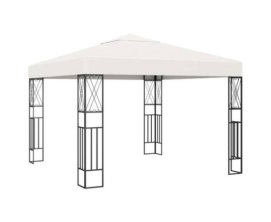 Pavilion cu șir de lumini, crem, 3x3 m, țesătură, 2 image
