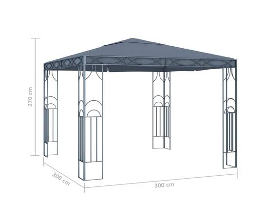 Pavilion cu șir de lumini led, antracit, 300x300cm, 7 image