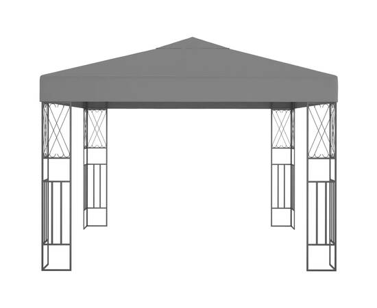Pavilion cu șir de lumini led, antracit, 3x3 m, țesătură, 3 image