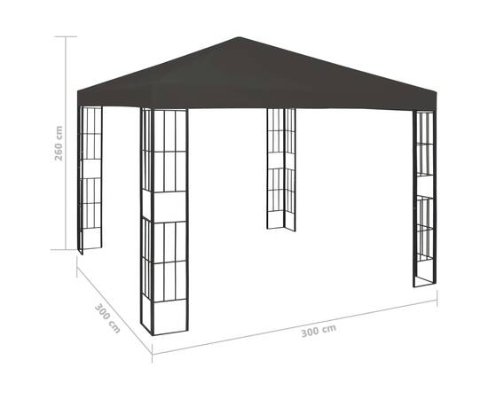 Pavilion cu șir de lumini led, antracit, 3x3 m, 10 image