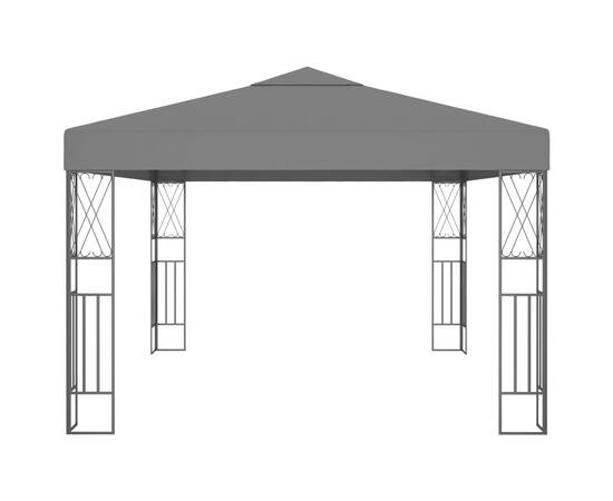 Pavilion cu șir de lumini led, antracit, 3x4 m, țesătură, 4 image