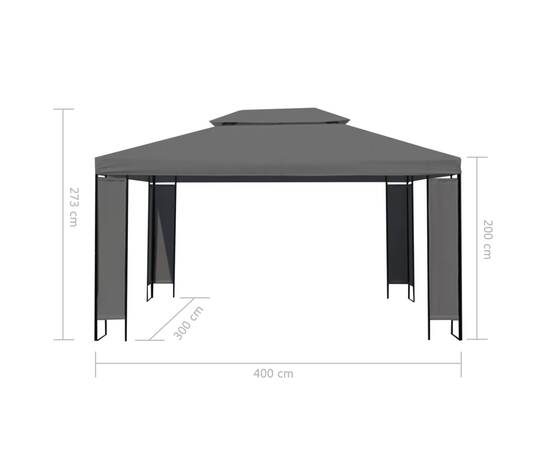 Pavilion cu șir de lumini led, antracit, 3x4 m, 8 image