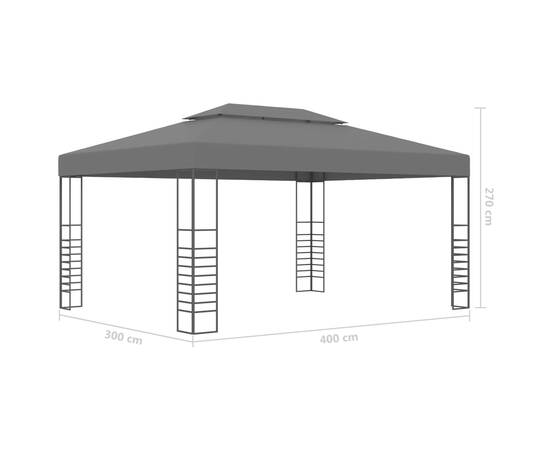 Pavilion cu șir de lumini led, antracit, 3x4 m, 9 image