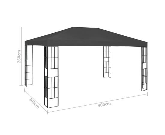Pavilion cu șir de lumini led, antracit, 3x4 m, 10 image