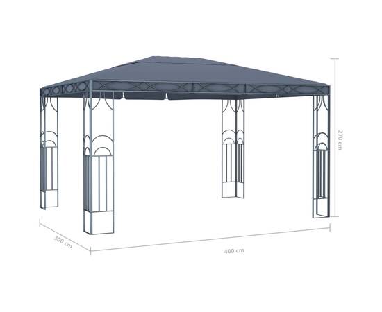 Pavilion cu șir de lumini led, antracit, 400x300 cm, 8 image