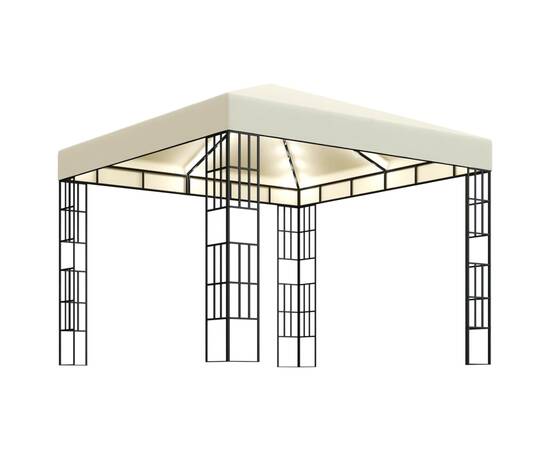 Pavilion cu șir de lumini led, crem, 3x3 m