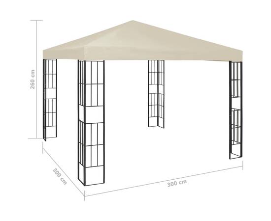 Pavilion cu șir de lumini led, crem, 3x3 m, 10 image