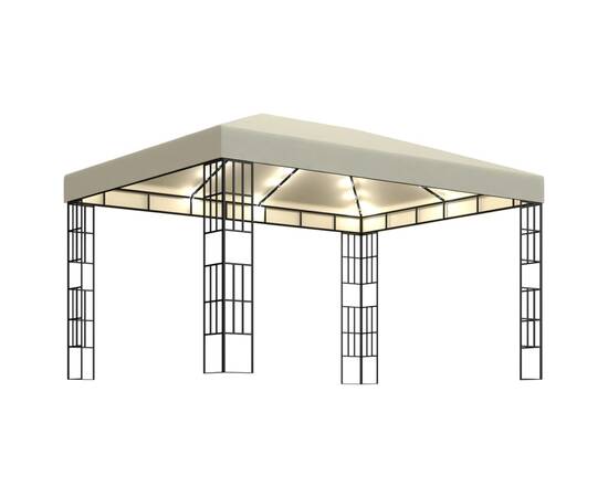 Pavilion cu șir de lumini led, crem, 3x4 m