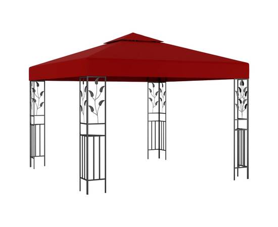 Pavilion cu șir de lumini led, roșu vin, 3x3 m, 2 image