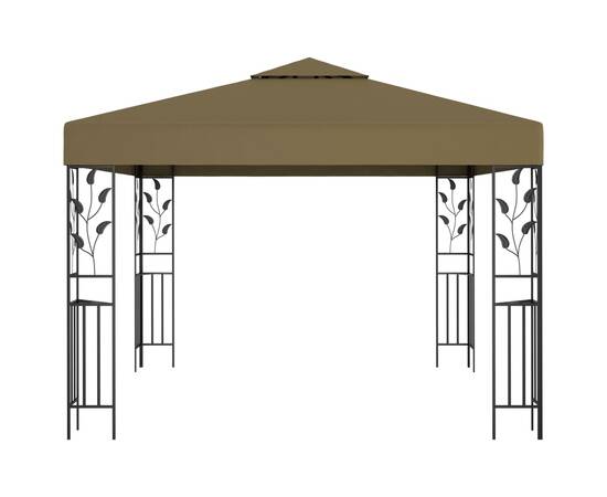 Pavilion cu șiruri de lumini led, gri taupe, 3x3m,, 3 image