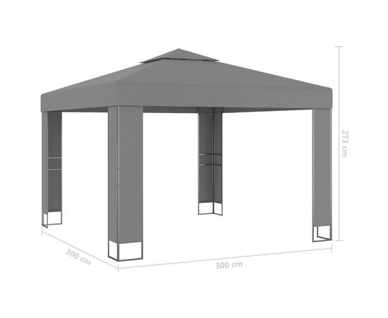 Pavilion cu acoperiș dublu&șiruri de lumini led,antracit, 3x3 m, 6 image